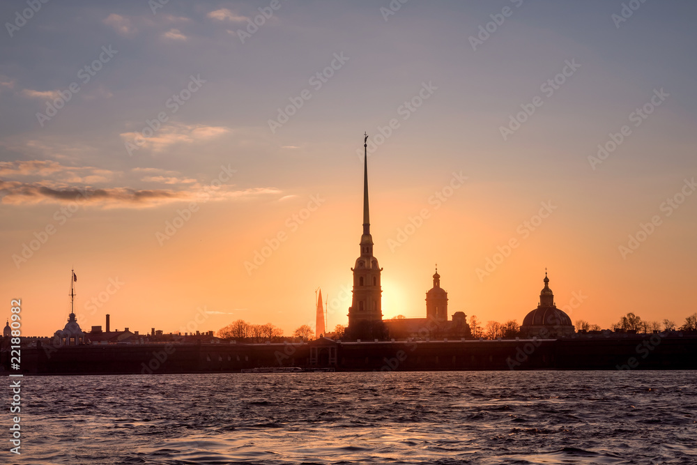 Peter and Paul Fortress Sunset. Saint-Petersburg, Russia