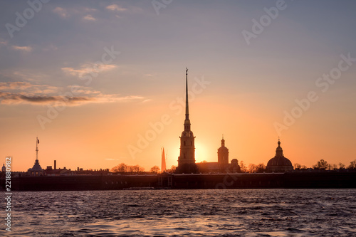 Peter and Paul Fortress Sunset. Saint-Petersburg  Russia