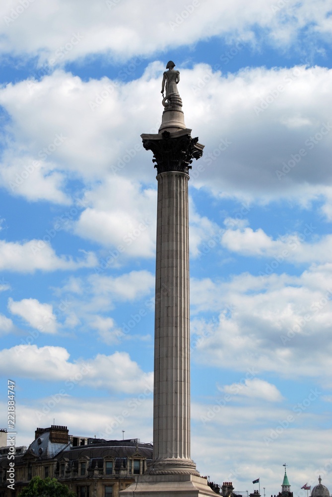 Nelson's Column Monument in Trafalgar Square, London