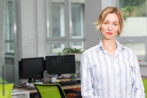 A sad business woman  a dissatisfied office employee.