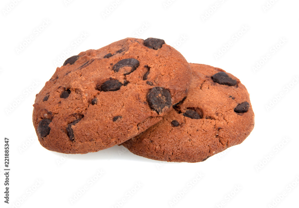 tasty cookies with chocolate isolated on the white tasty cookies with chocolate isolated on the white
