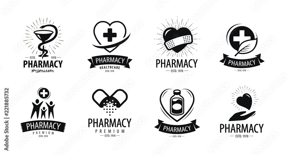 Drugstore, pharmacy logo or label. Medicine, health, hospital symbol. Vector illustration Drugstore, pharmacy logo or label. Medicine, health, hospital symbol. Vector illustration