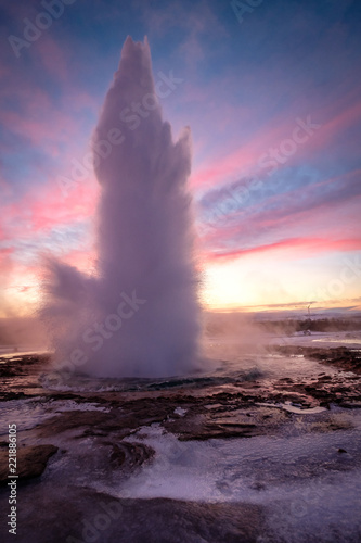 Geysir Island red sky photo