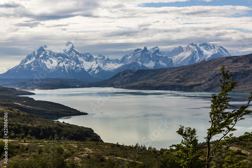 Panorama picture of Torres del Paine massif at the Torres del Paine National Park