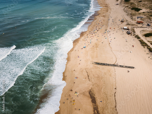 Aerial view to Beach on the Atlantic Ocean near Seignosse (France)
