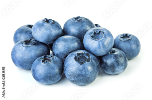 heap of ripe blueberry isolated on white background
