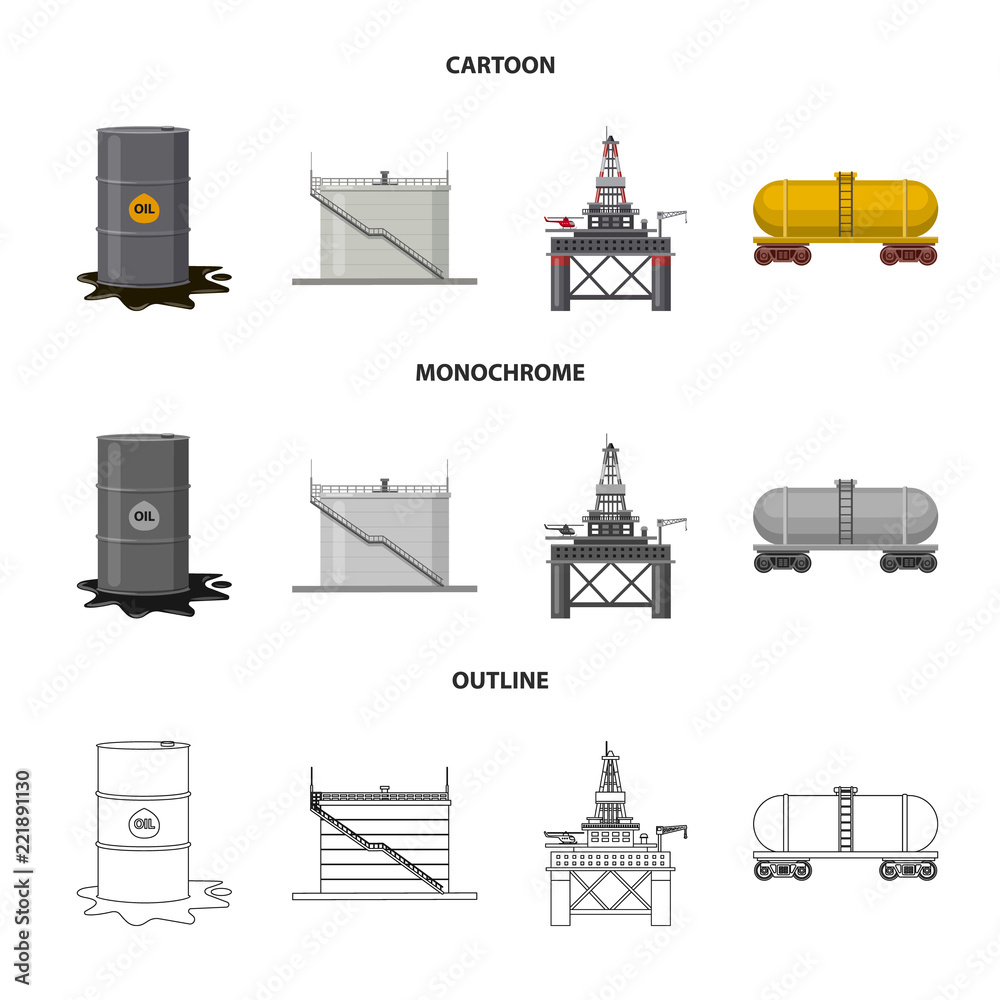Vector illustration of oil and gas symbol. Collection of oil and petrol vector icon for stock.