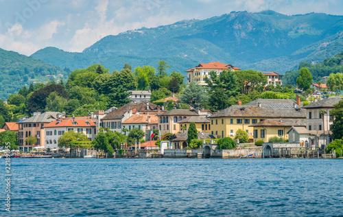 Panoramic sight in Orta San Giulio, beautiful village on Lake Orta, Piedmont (Piemonte), Italy. © e55evu