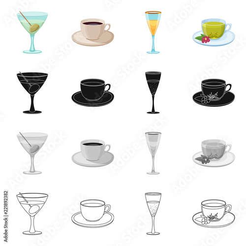 Vector design of drink and bar sign. Collection of drink and party stock symbol for web.