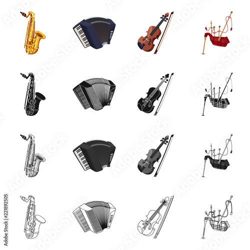 Vector illustration of music and tune symbol. Set of music and tool stock vector illustration.