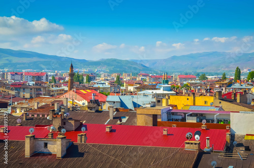 Beautiful aerial view on city Sivas, Turkey photo
