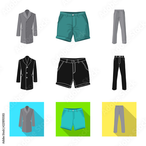 Vector illustration of man and clothing logo. Set of man and wear vector icon for stock.