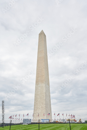 Construction and fencing at the base of the Washington Monument in Washington D.C.