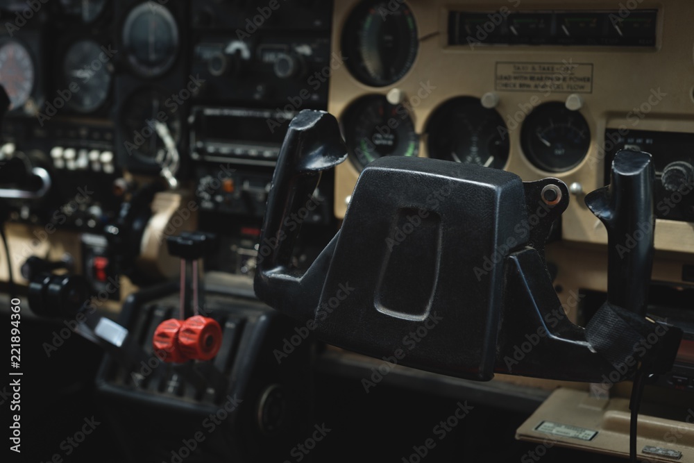 Aircraft yoke in a cockpit Aircraft yoke in a cockpit
