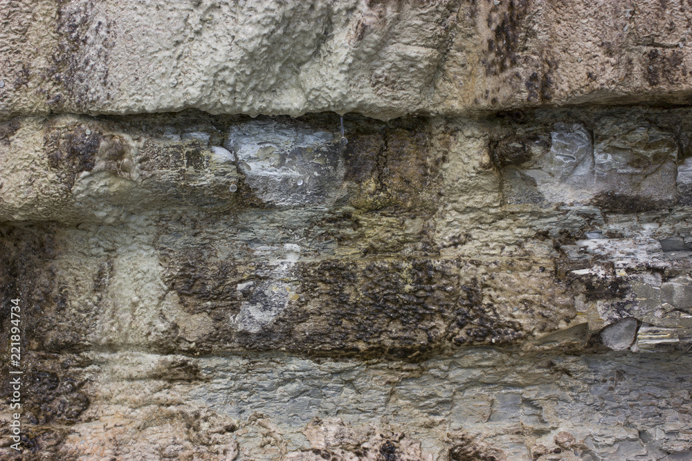Sedimentary rock wall texture background on Black Sea