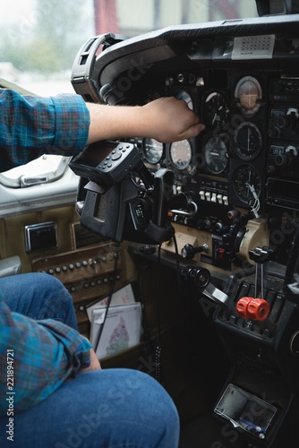 Engineer operating cockpit