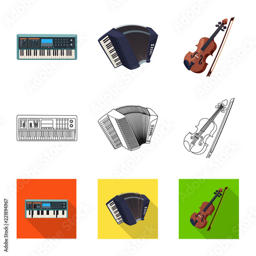 Isolated object of music and tune sign. Set of music and tool stock symbol for web.