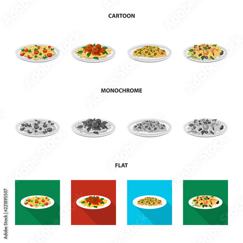 Isolated object of pasta and carbohydrate icon. Set of pasta and macaroni stock symbol for web.