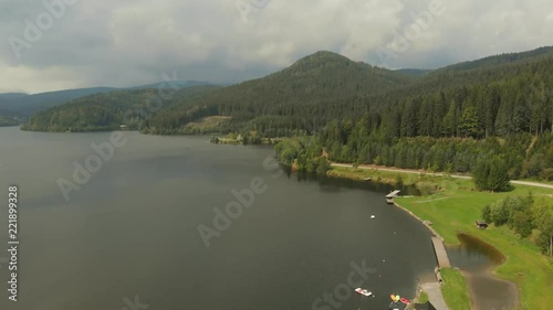 Aerial view of Stausee Soboth beautiful lake in Austria photo