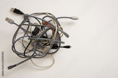 tangled ball of cords