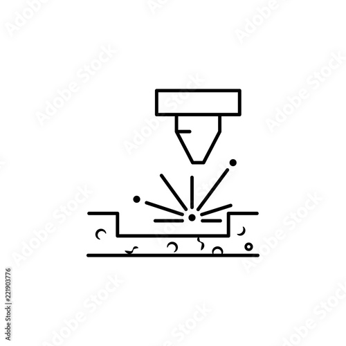 Laser wood cutting icon. Element of laser application in production for mobile concept and web apps illustration. Thin line icon for website design and development, app development