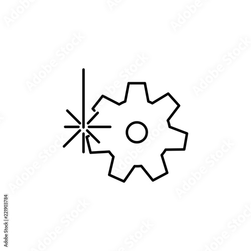 Cogwheel icon. Element of laser application in production for mobile concept and web apps illustration. Thin line icon for website design and development, app development