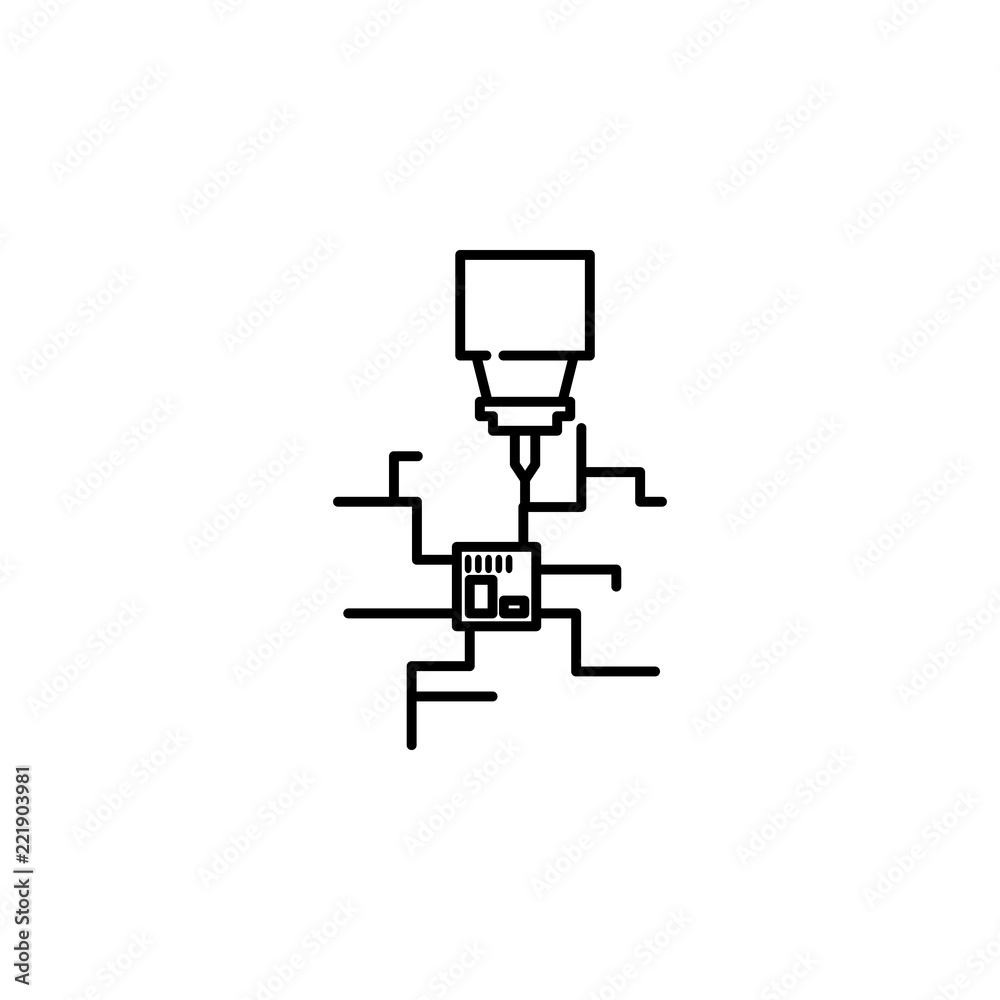 Microchip icon. Element of laser application in production for mobile concept and web apps illustration. Thin line icon for website design and development, app development