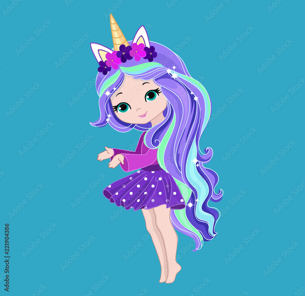 Illustration of a cute unicorn girl. Illustration of a cute unicorn girl.