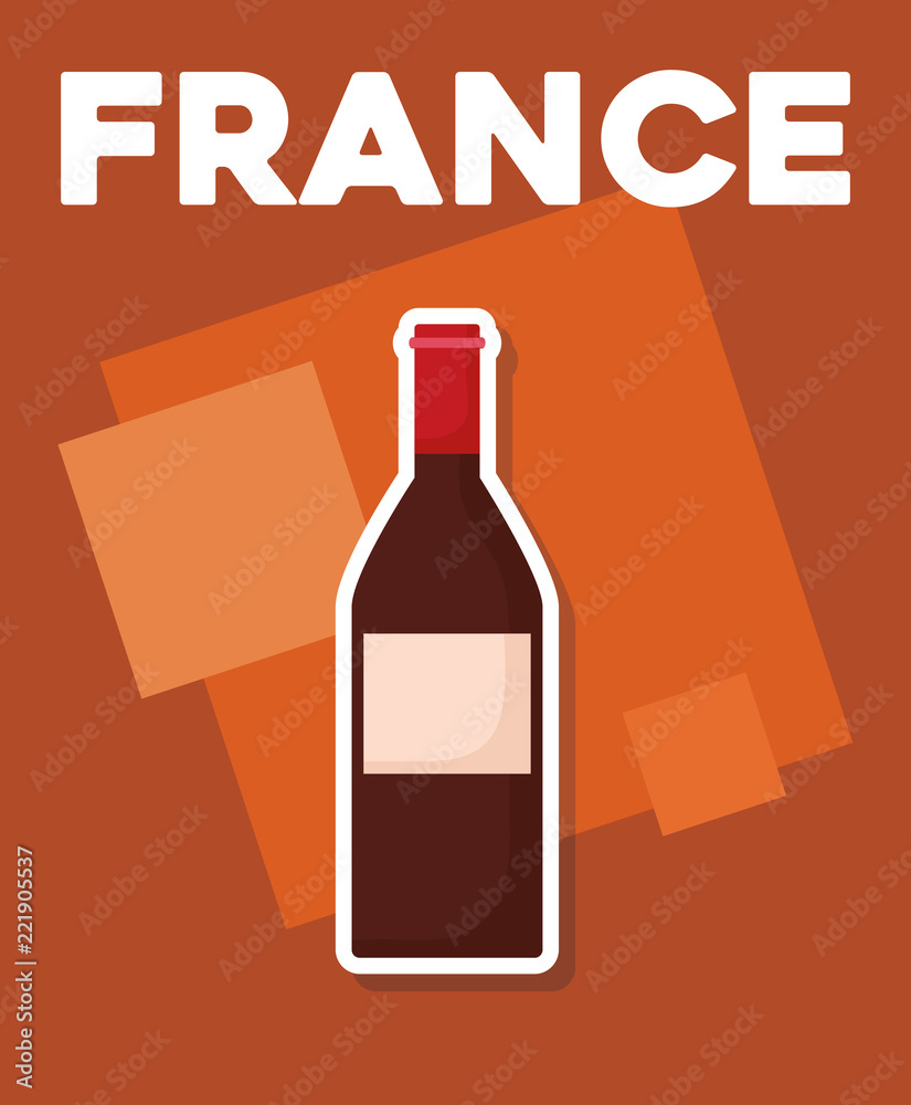 france culture card with wine bottle