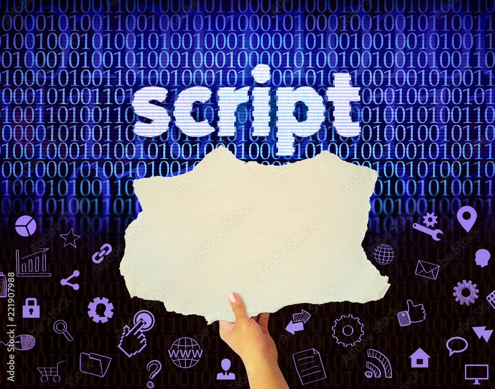script, hands holding blank paper Stock Photo | Adobe Stock