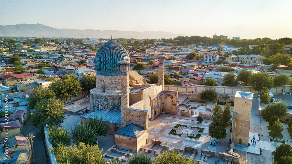 Gur-e-Amir Mausoleum in Central Samarkand, Uzbekistan along the old Silk Road