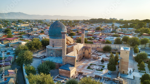 Gur-e-Amir Mausoleum in Central Samarkand, Uzbekistan along the old Silk Road photo