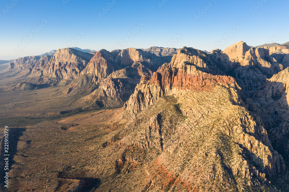 Aerial View of Colorful Mountains in Red Rock Canyon, NV