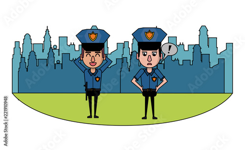 Cops in the city colorful