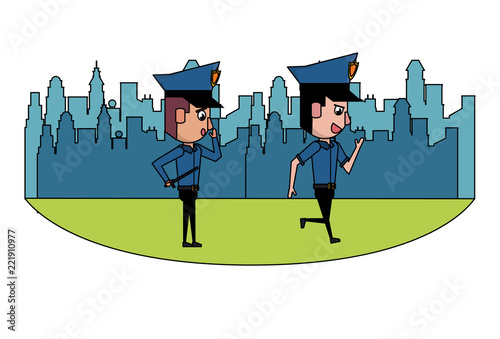 Cops in the city colorful