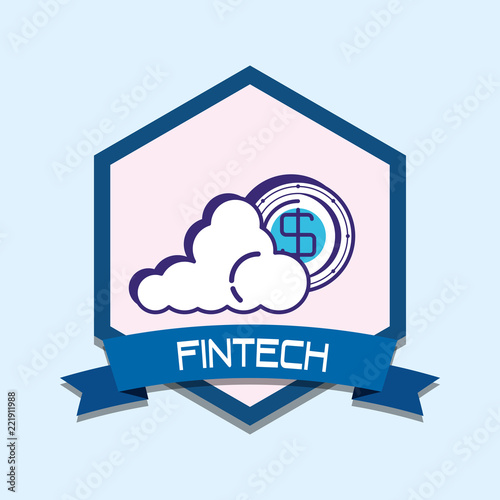 cloud with coin fintech icon