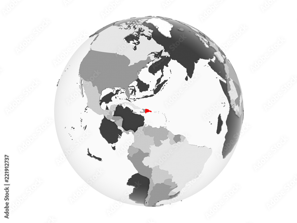 Dominican Republic on grey globe isolated Dominican Republic on grey globe isolated