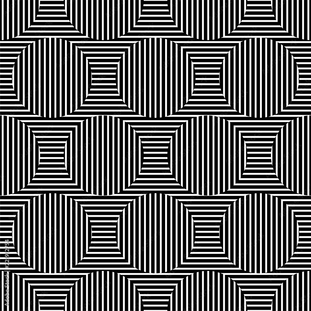 Striped optical illusion background. Seamless pattern. Vector.ストライプ錯視 ...