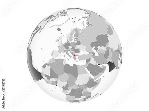 Macedonia on grey globe isolated