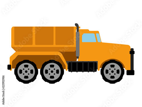 Isolated dump truck icon. Construction vehicle. Vector illustration design