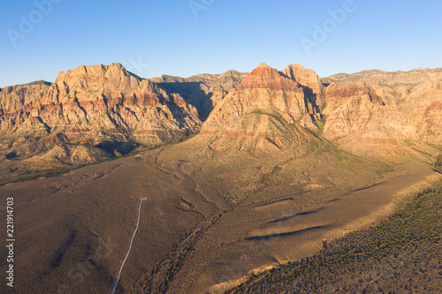 Aerial View of Morning Light in Red Rock Canyon  Nevada