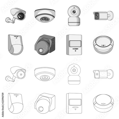 Isolated object of cctv and camera icon. Set of cctv and system stock symbol for web.