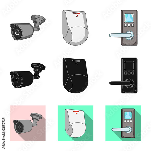 Vector design of cctv and camera icon. Set of cctv and system stock symbol for web.