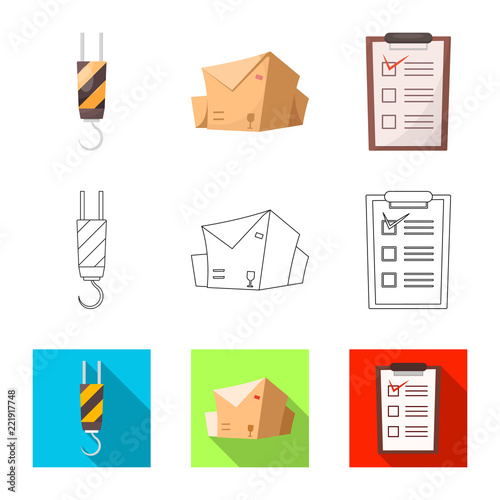 Vector illustration of goods and cargo logo. Set of goods and warehouse stock vector illustration.
