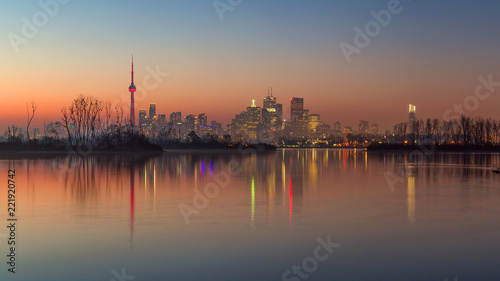 Toronto skyline on a winter evening