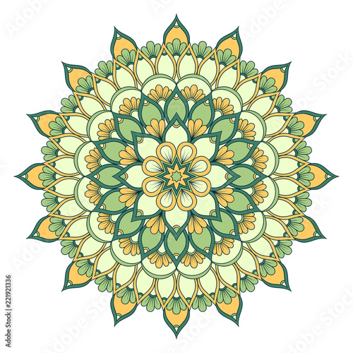 Ethnic ornamental mandala. Decorative design element. Hand drawn illustration