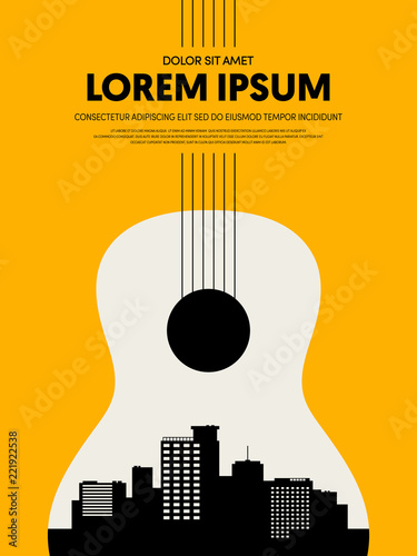 Music festival poster design template modern vintage retro style