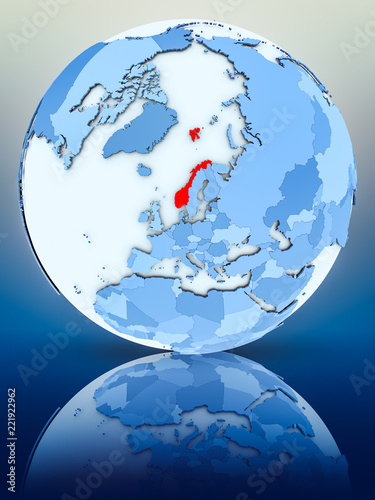 Norway on blue globe