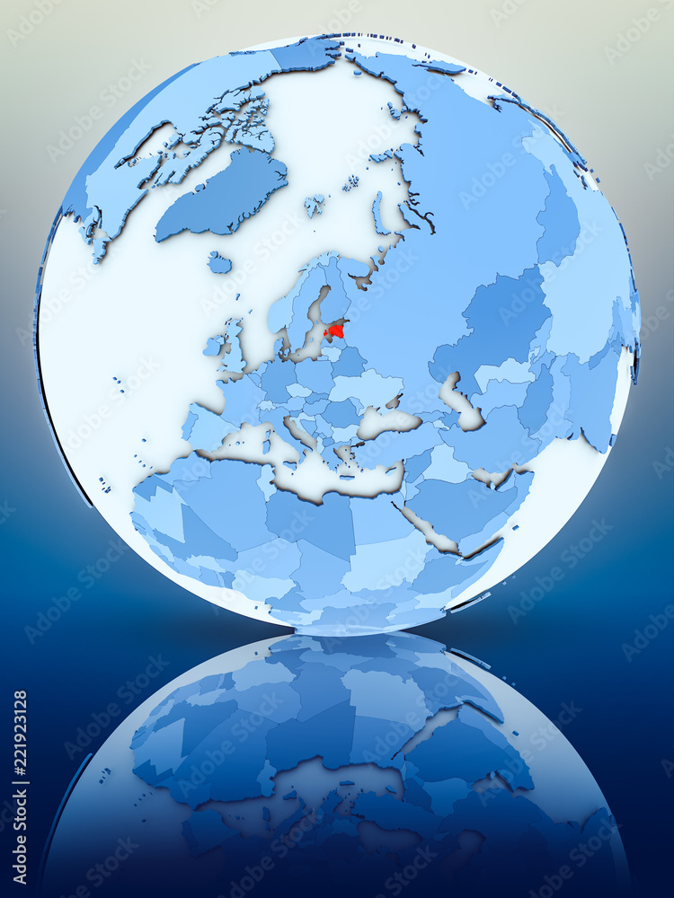 Obraz premium Estonia on blue globe
