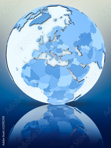 Kosovo on blue globe